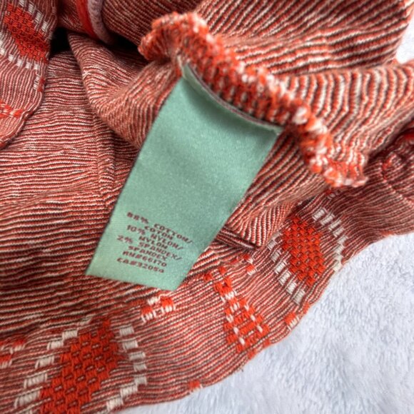 Anthropologie HWR Womens Jacket Large Orange Geo Woven Basic 3/4 Sleeve Cotton - Picture 4 of 8